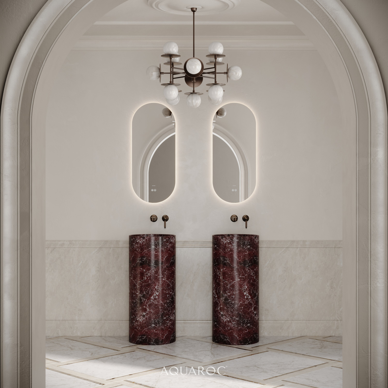 Circolo Freestanding Basin - Rosso Levanto Marble